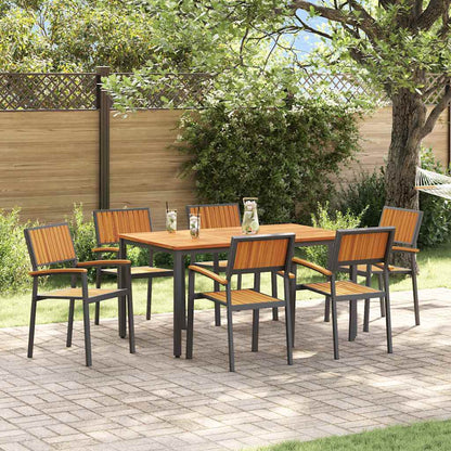 Set da Pranzo per Giardino 7 pcs Nero Legno di Acacia Massello