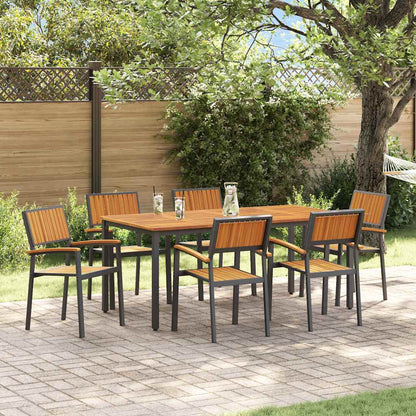 Set da Pranzo per Giardino 7 pcs Nero Legno di Acacia Massello