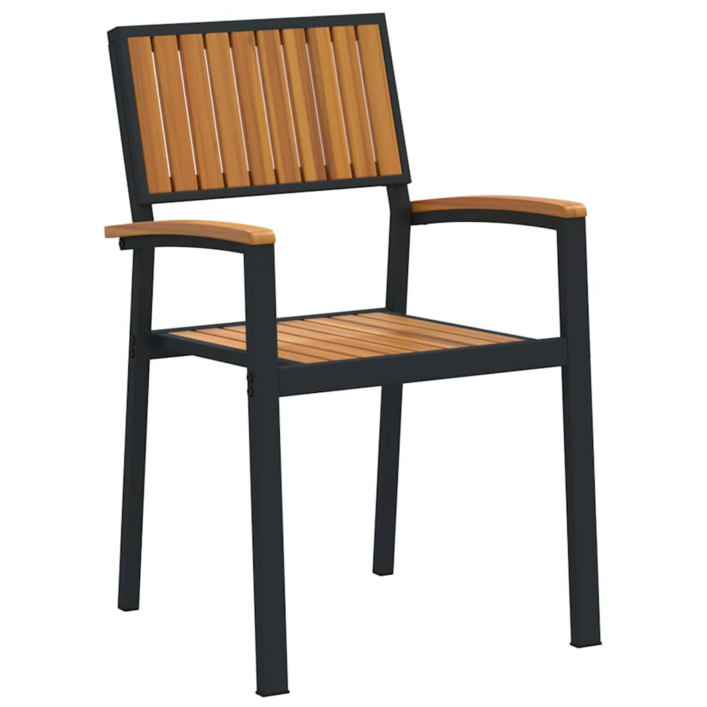 Set da Pranzo per Giardino 7 pcs Nero Legno di Acacia Massello
