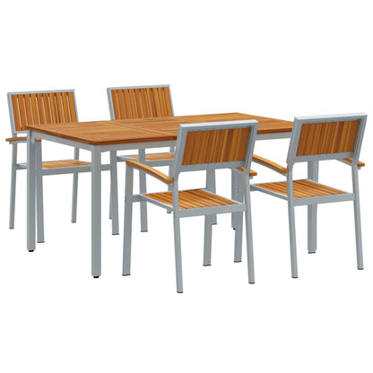 Set da Pranzo per Giardino 5 pcs Grigio