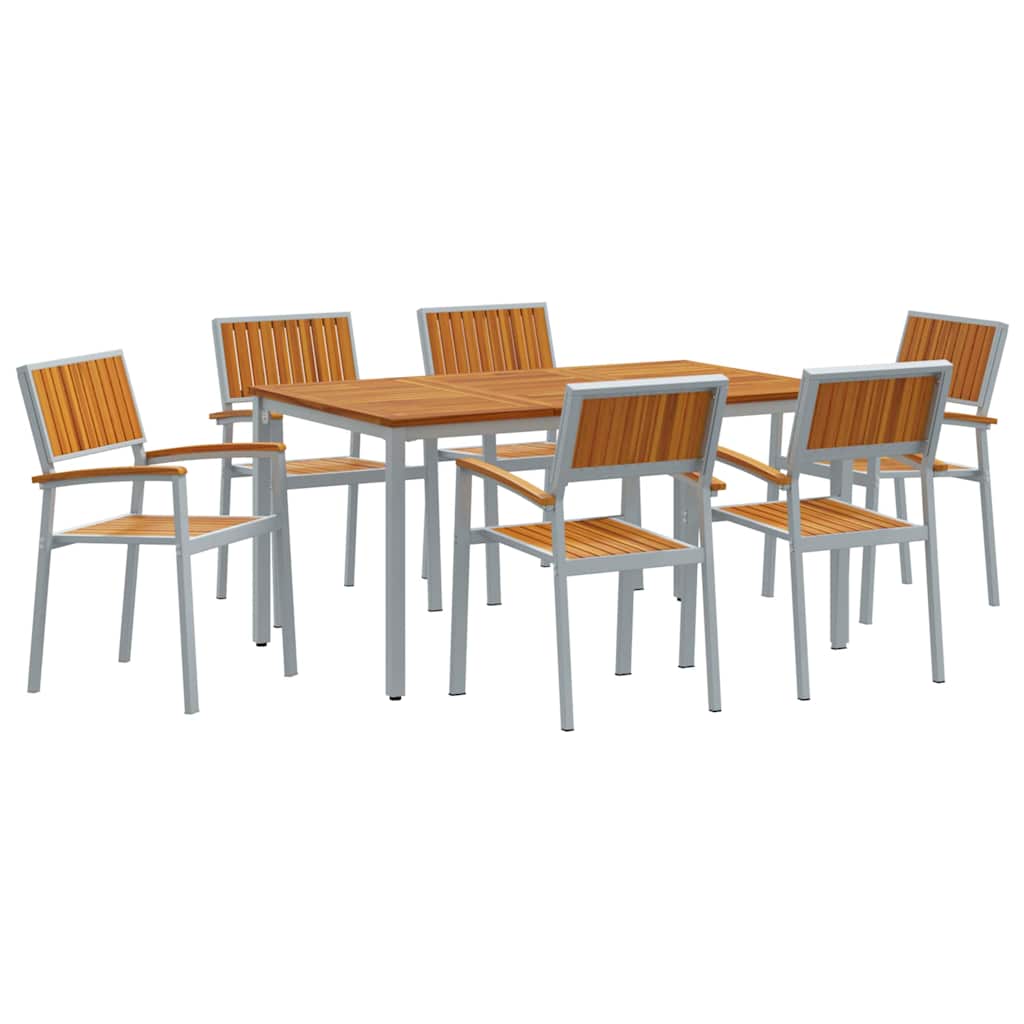 Set da Pranzo per Giardino 7 pcs Grigio