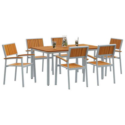 Set da Pranzo per Giardino 7 pcs Grigio