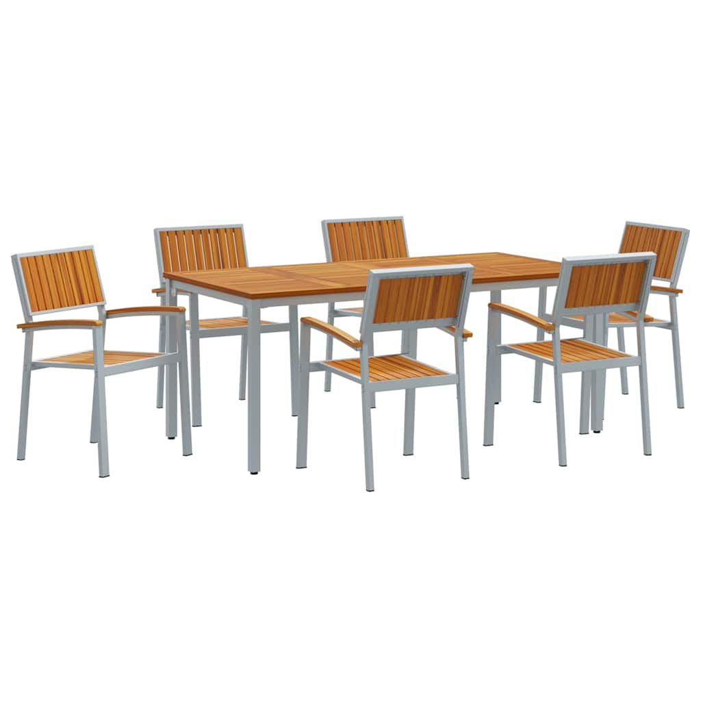 Set da Pranzo per Giardino 7 pcs Grigio