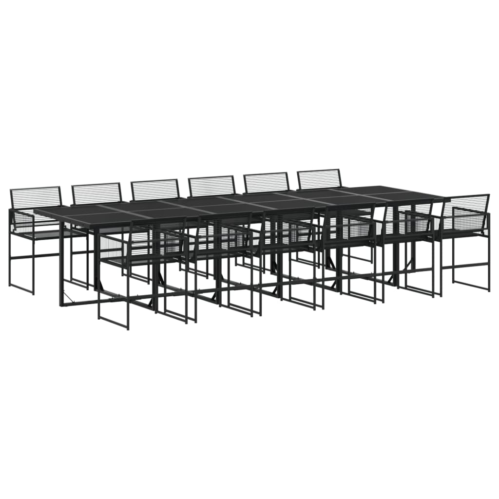 Set da Pranzo da Giardino 13pz Nero in Polyrattan