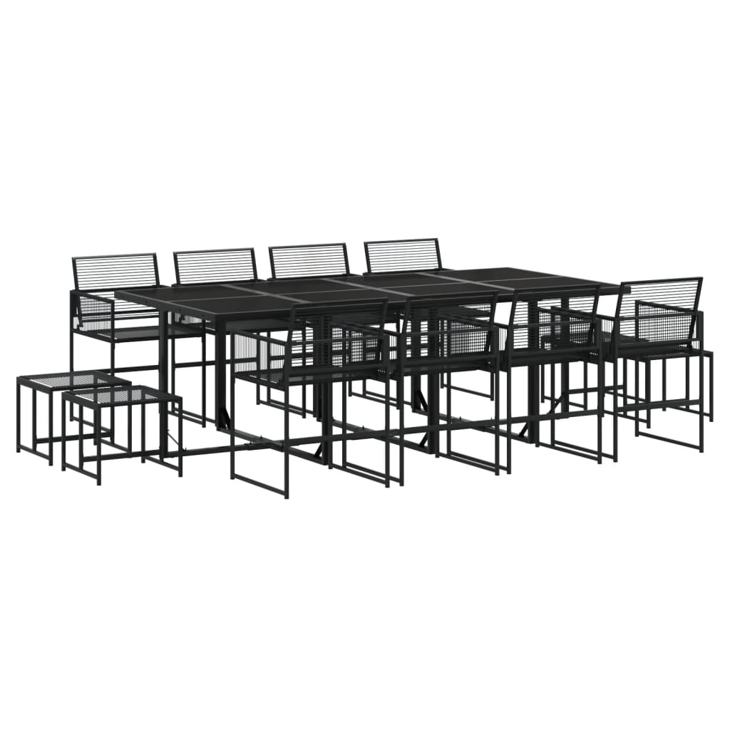 Set da Pranzo da Giardino 13pz Nero in Polyrattan