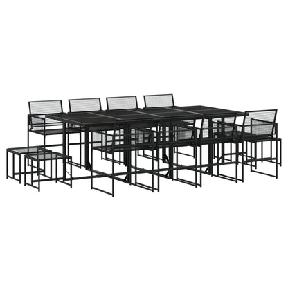 Set da Pranzo da Giardino 13pz Nero in Polyrattan