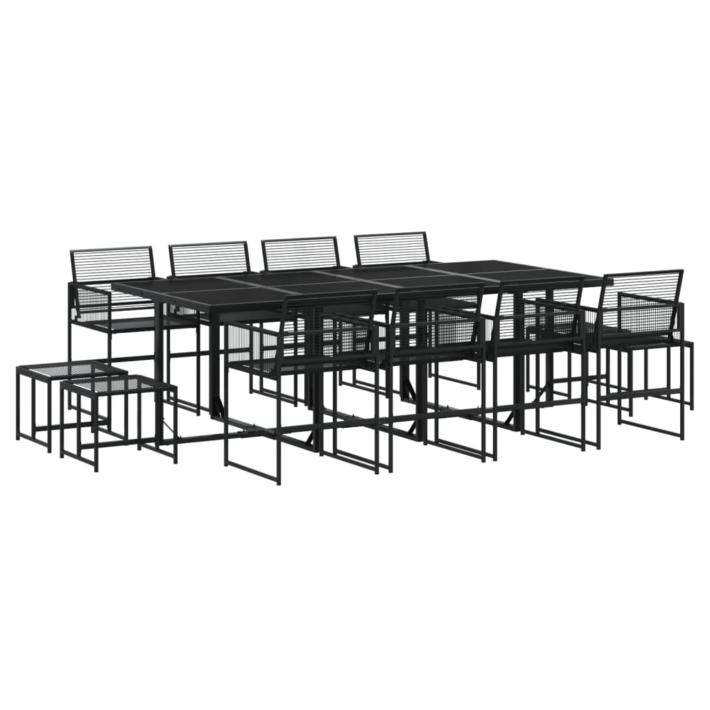 Set da Pranzo da Giardino 13pz Nero in Polyrattan