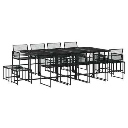 Set da Pranzo da Giardino 13pz Nero in Polyrattan