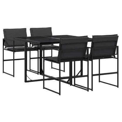 Set da Pranzo da Giardino con Cuscini Nero in Textilene