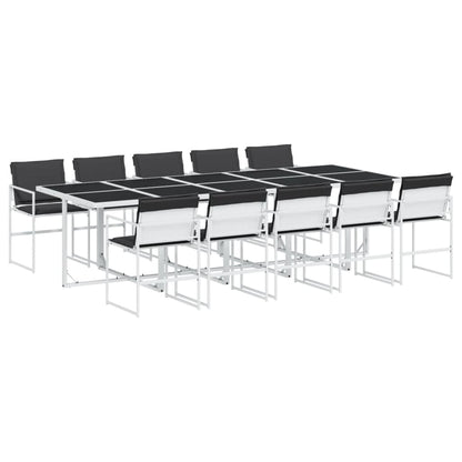 Set da Pranzo da Giardino 11 pz con Cuscini Bianco in Textilene