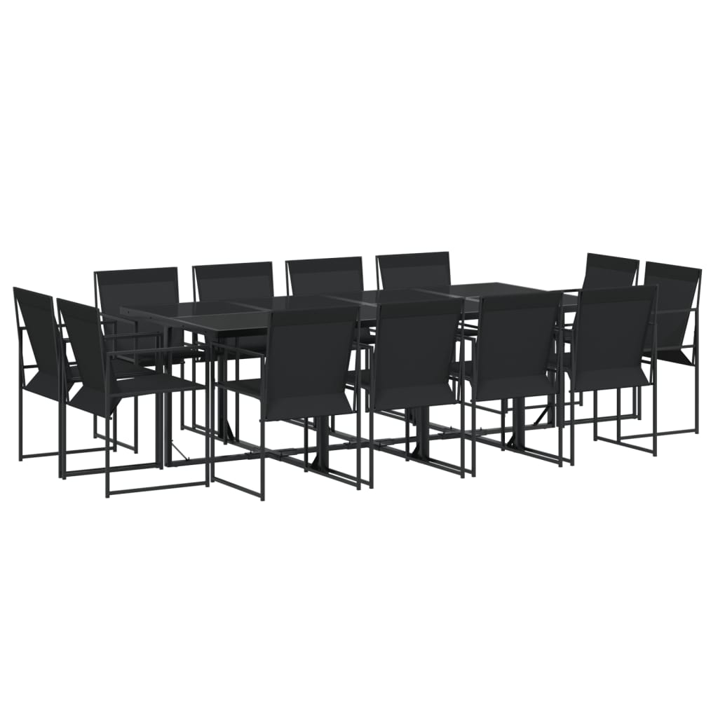 Set da Pranzo da Giardino 13 pz Nero in Textilene
