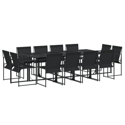 Set da Pranzo da Giardino 13 pz Nero in Textilene
