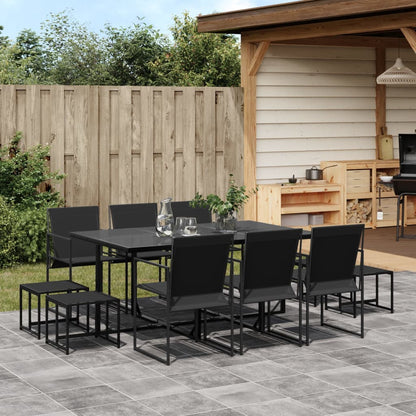 Set da Pranzo da Giardino 11 pz Nero in Textilene