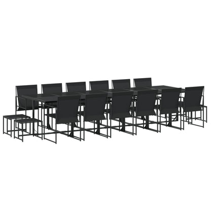 Set da Pranzo da Giardino 17 pz Nero in Textilene