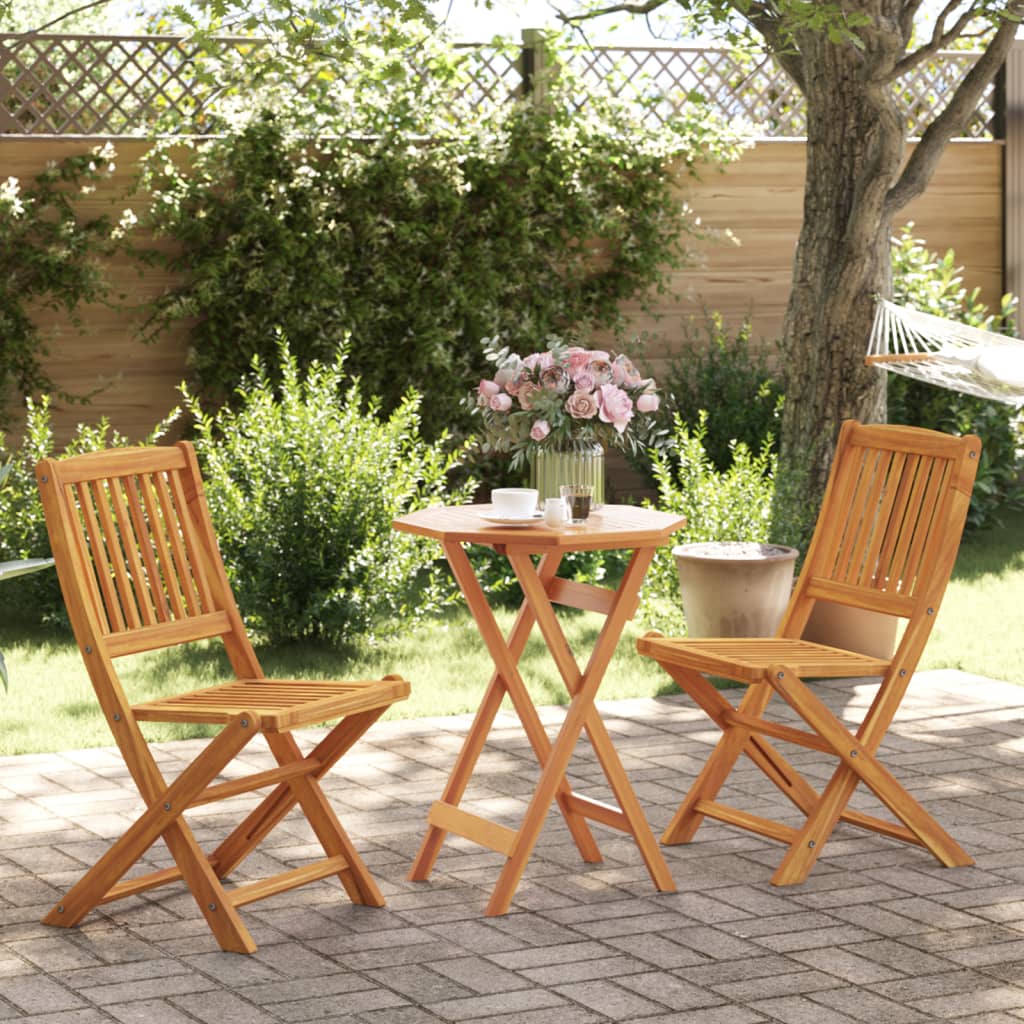 Set BistrÃ² Pieghevole 3pz in Legno Massello di Acacia