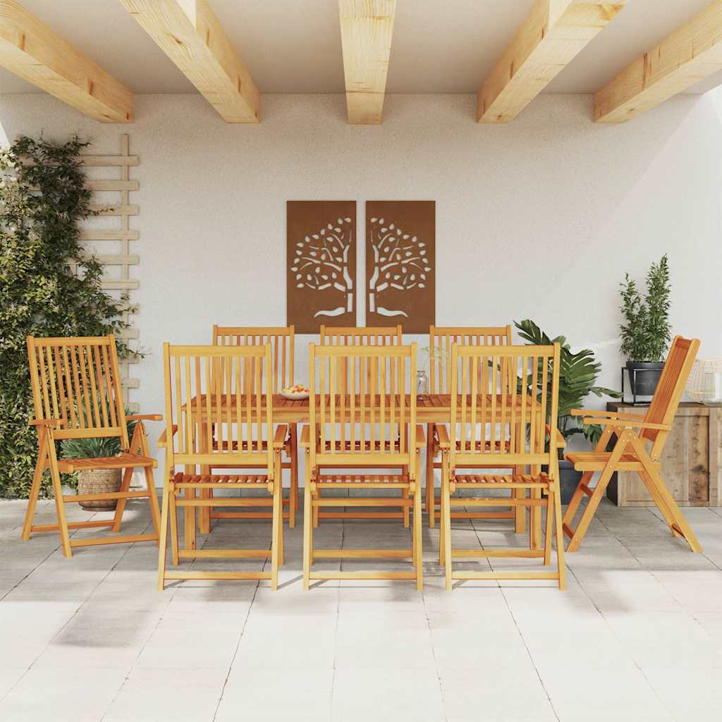 Set da Pranzo da Giardino 9 pz 180x90x75 cm Legno Massello di Acacia