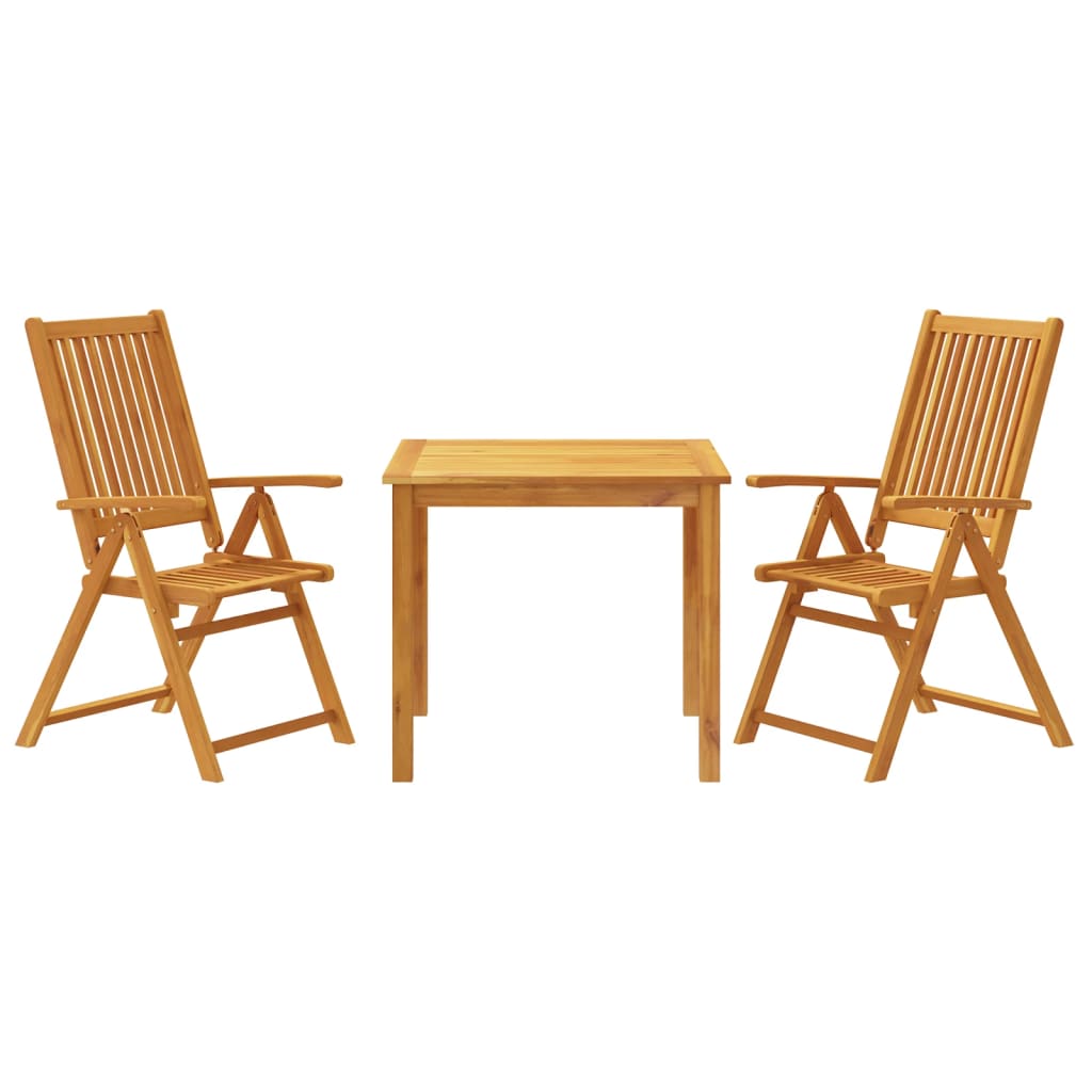 Set da Pranzo per Giardino 3 pz 85x85x74 cm in Legno Massello di Acacia