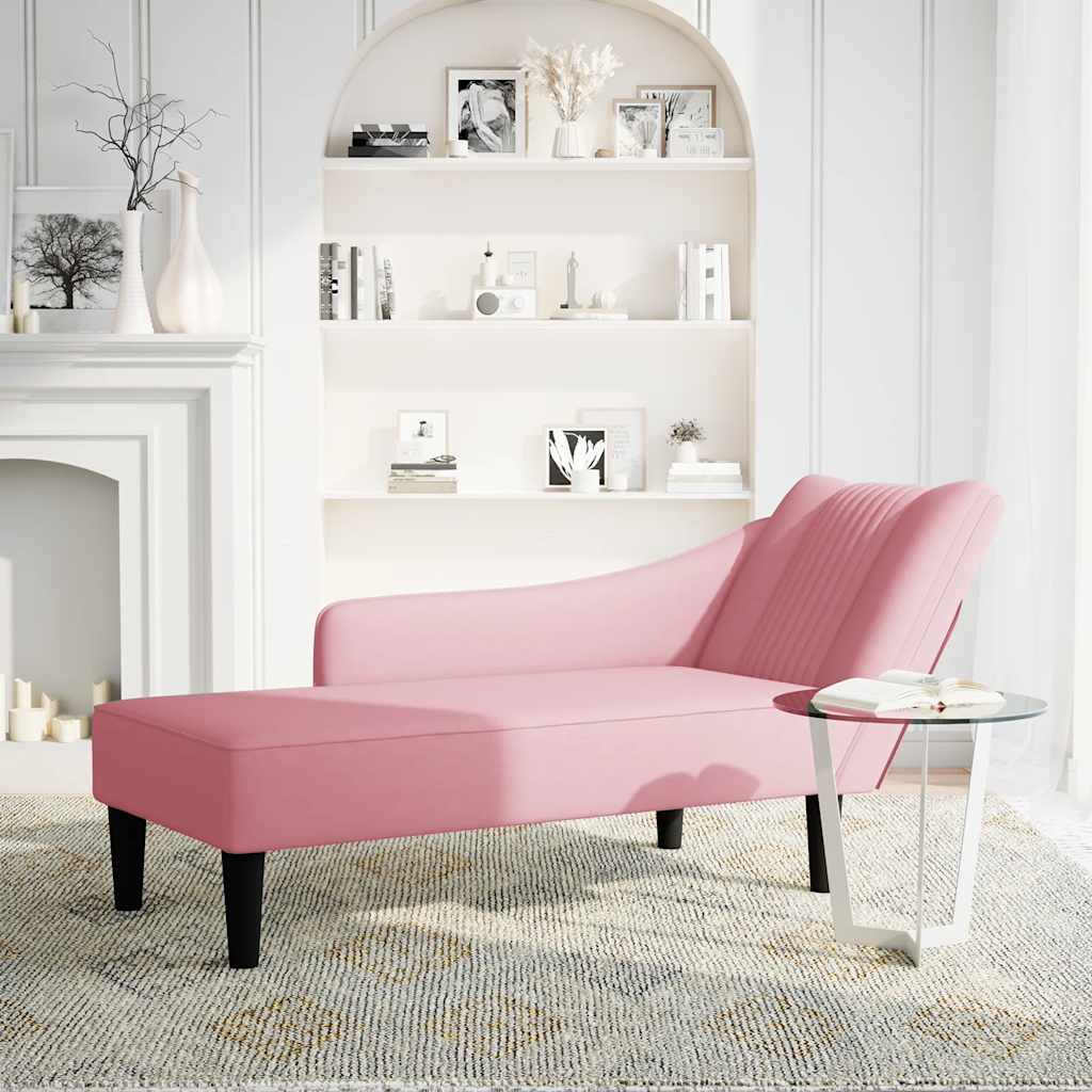 Sdraio con Bracciolo Destro in Velluto Rosa