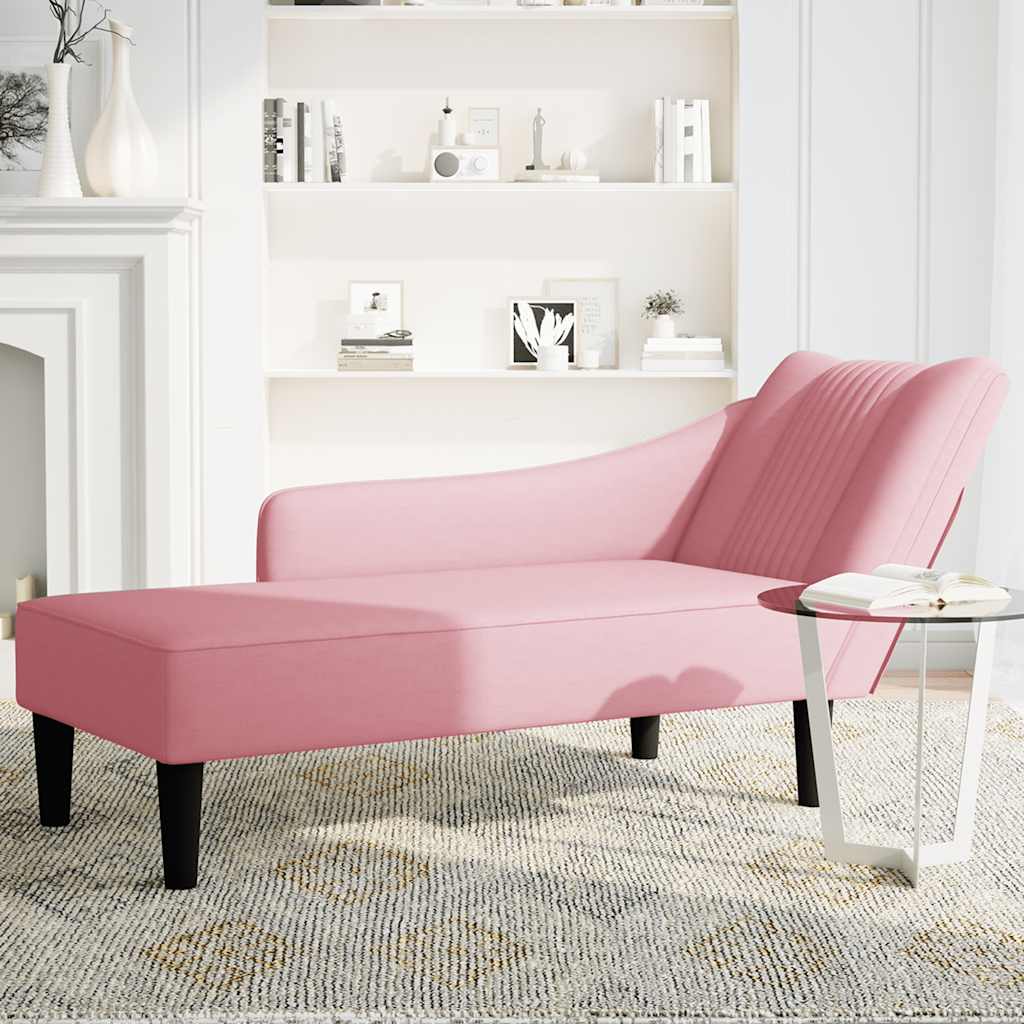 Sdraio con Bracciolo Destro in Velluto Rosa