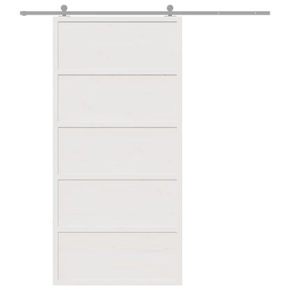 Porta del Granaio Bianca 100x208 cm in Legno Massello di Pino