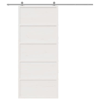 Porta del Granaio Bianca 90x208 cm in Legno Massello di Pino