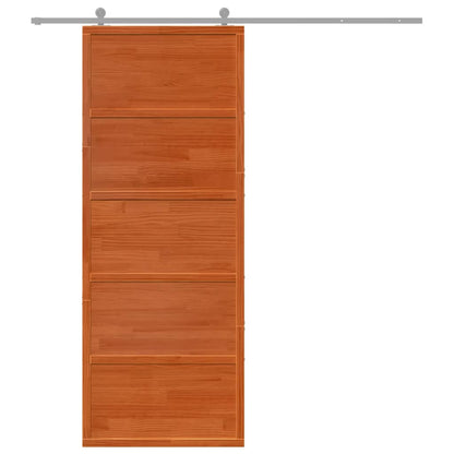 Porta del Granaio Marrone 80x208 cm in Legno Massello di Pino