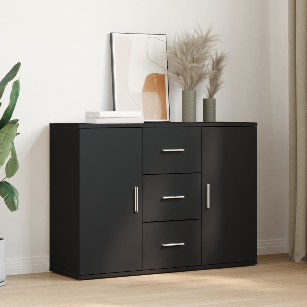 Credenza Nera 90,5x29,5x65 cm in Truciolato
