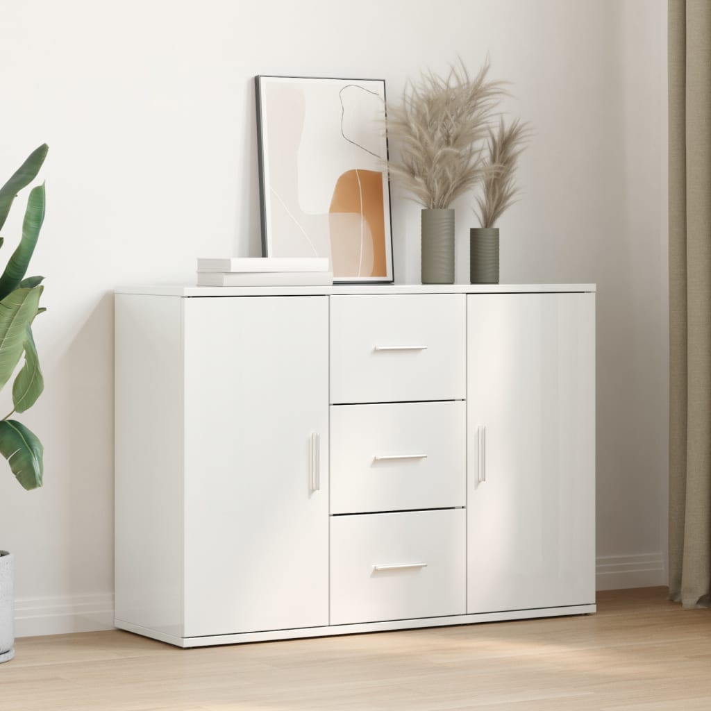 Credenza Bianco Lucido 90,5x29,5x65 cm in Truciolato