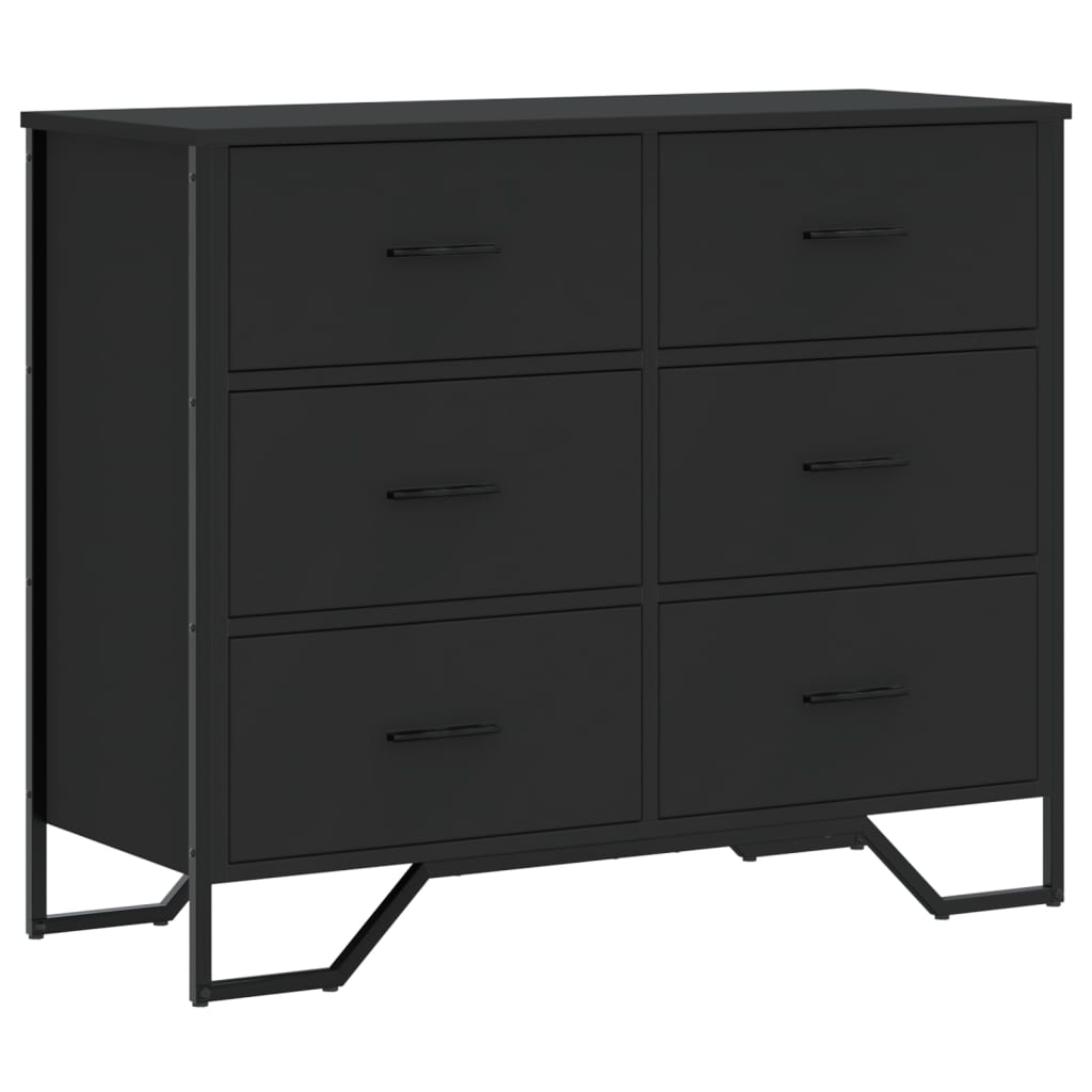 Cassettiera Nera 91x35,5x74,5 cm in Truciolato
