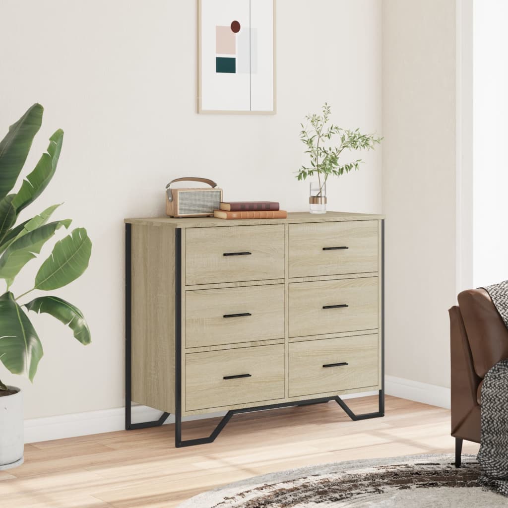 Cassettiera Rovere Sonoma 91x35,5x74,5 cm in Truciolato