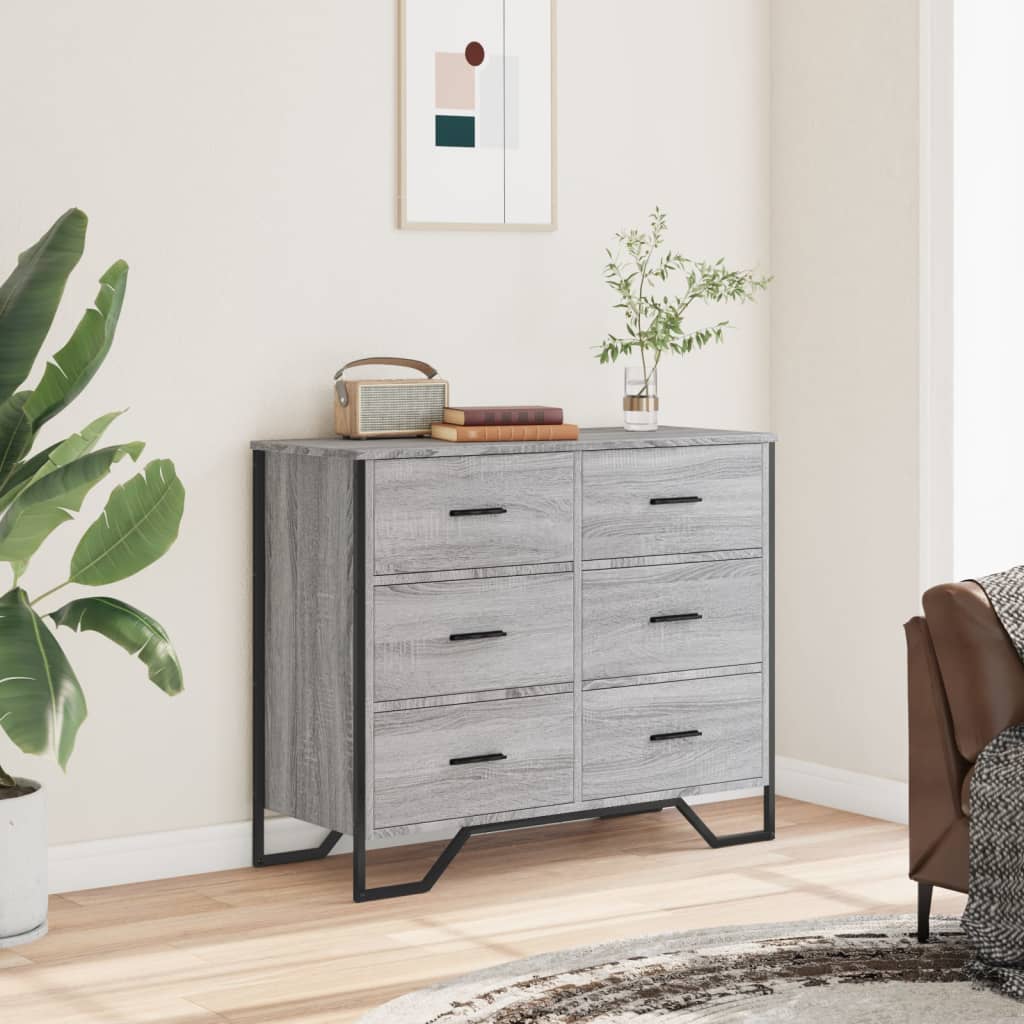 Cassettiera Grigio Sonoma 91x35,5x74,5 cm in Truciolato