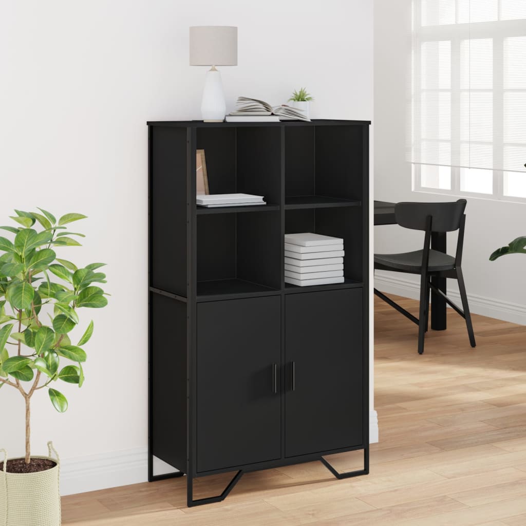 Credenza Nera 79,5x35,5x137,5 cm in Truciolato