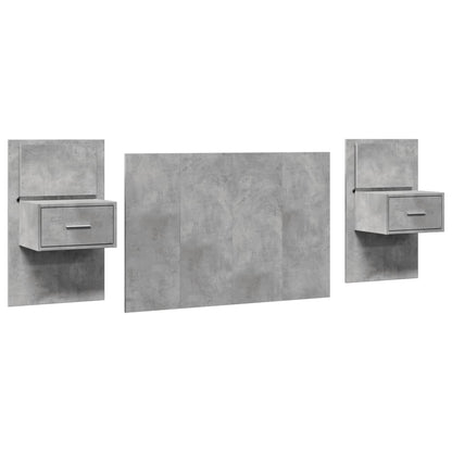 Testiera Letto con Comodini Grigio Cemento 120cm Multistrato
