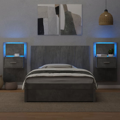 Testiera Letto con Comodini Grigio Cemento 120cm Multistrato