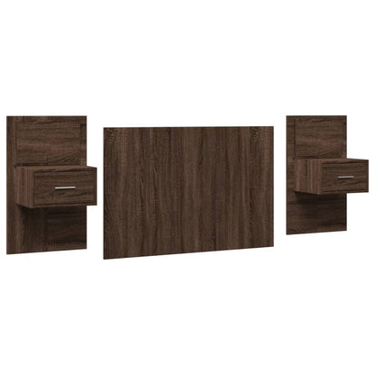 Testiera Letto con Comodini Rovere Marrone 120 cm Multistrato