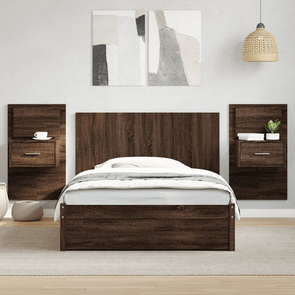 Testiera Letto con Comodini Rovere Marrone 120 cm Multistrato