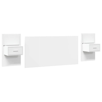 Testiera per Letto con Comodini Bianco 160 cm Legno Multistrato