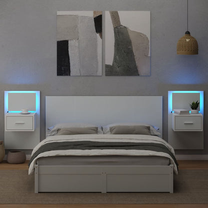 Testiera per Letto con Comodini Bianco 160 cm Legno Multistrato