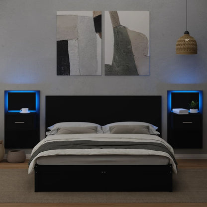 Testiera per Letto con Comodini Nero 160 cm Legno Multistrato