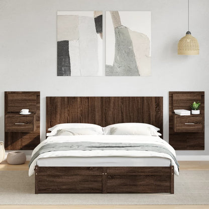 Testiera Letto con Comodini Rovere Marrone 160 cm Multistrato