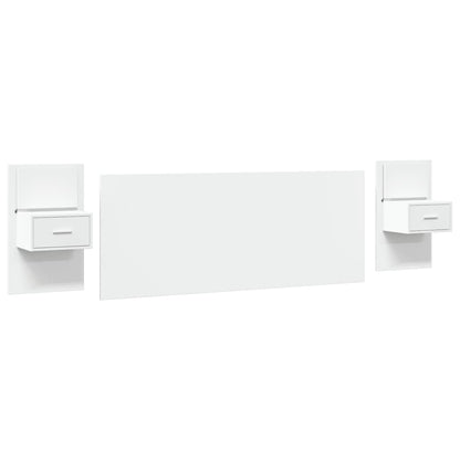 Testiera Letto con Comodini Bianca 200 cm in Legno Multistrato
