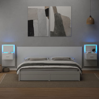 Testiera Letto con Comodini Bianca 240 cm in Multistrato
