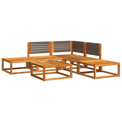 Set di divani da giardino 6 pezzi con cuscini in legno di acacia e corda