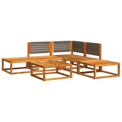 Set di divani da giardino 6 pezzi con cuscini in legno di acacia e corda