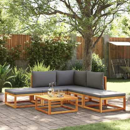 Set di divani da giardino 6 pezzi con cuscini in legno di acacia e corda