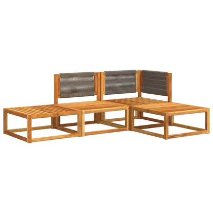 Set di divani da giardino 4 pezzi con cuscini in legno di acacia e corda