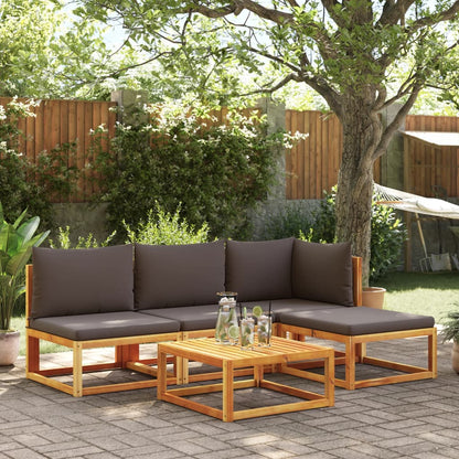 Set di divani da giardino 5 pezzi con cuscini in legno di acacia e corda