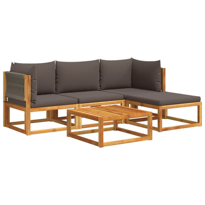 Set di divani da giardino 5 pezzi con cuscini in legno di acacia e corda