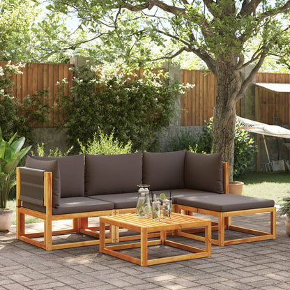 Set di divani da giardino 5 pezzi con cuscini in legno di acacia e corda