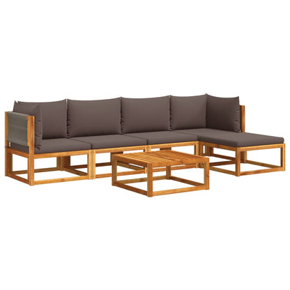 Set di divani da giardino 6 pezzi con cuscini in legno di acacia e corda